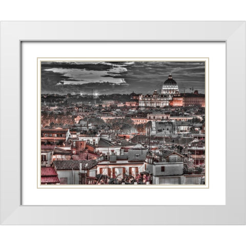 Vatican city with St. Peters Basilica, Rome, Italy White Modern Wood Framed Art Print with Double Matting by Frank, Assaf