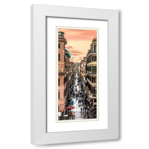 City street, Rome, Italy White Modern Wood Framed Art Print with Double Matting by Frank, Assaf