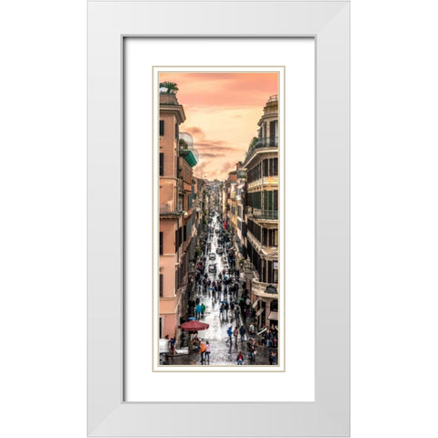 City street, Rome, Italy White Modern Wood Framed Art Print with Double Matting by Frank, Assaf