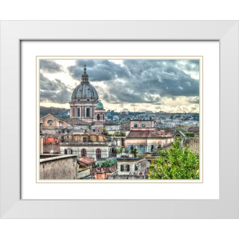 Vatican city with St. Peters Basilica, Rome, Italy White Modern Wood Framed Art Print with Double Matting by Frank, Assaf