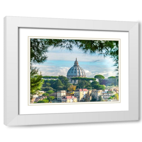 Vatican city with St. Peters Basilica, Rome, Italy White Modern Wood Framed Art Print with Double Matting by Frank, Assaf