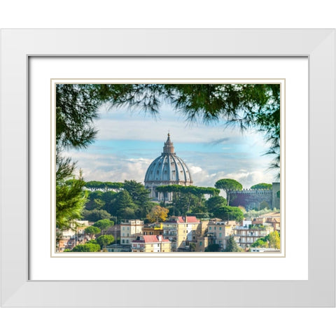 Vatican city with St. Peters Basilica, Rome, Italy White Modern Wood Framed Art Print with Double Matting by Frank, Assaf