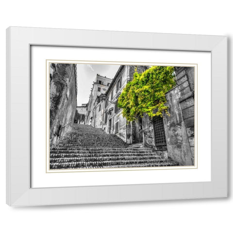Steps through old buildings in Rome, Italy White Modern Wood Framed Art Print with Double Matting by Frank, Assaf