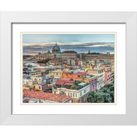 Vatican city and St. Peters Basilica, Rome, Italy White Modern Wood Framed Art Print with Double Matting by Frank, Assaf