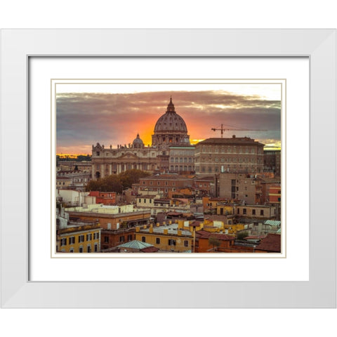 Vatican city with St. Peters Basilica, Rome, Italy White Modern Wood Framed Art Print with Double Matting by Frank, Assaf