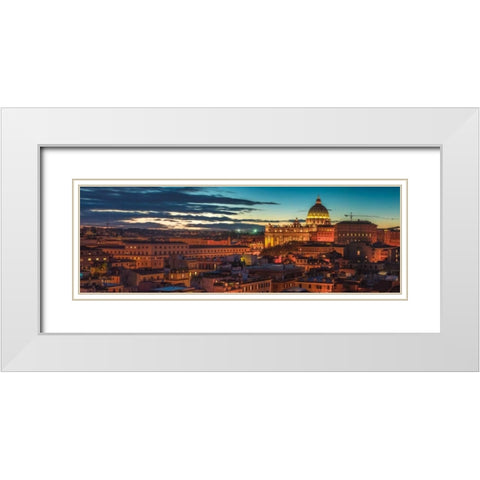 Vatican city with St. Peters Basilica, Rome, Italy White Modern Wood Framed Art Print with Double Matting by Frank, Assaf