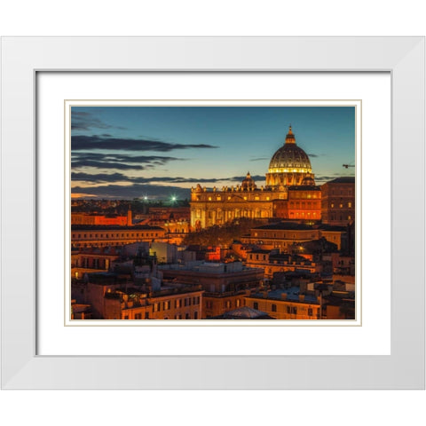 Vatican city with St. Peters Basilica, Rome, Italy White Modern Wood Framed Art Print with Double Matting by Frank, Assaf