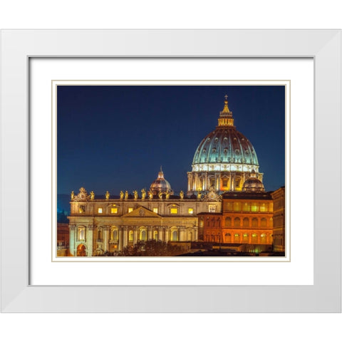 Vatican city with St. Peters Basilica, Rome, Italy White Modern Wood Framed Art Print with Double Matting by Frank, Assaf