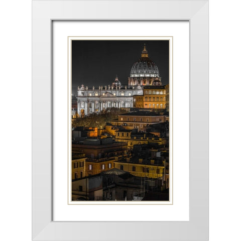 Vatican city with St. Peters Basilica, Rome, Italy White Modern Wood Framed Art Print with Double Matting by Frank, Assaf