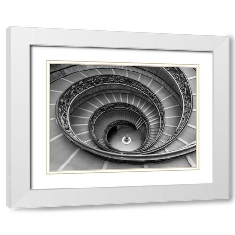 Spiral staircase at the Vatican museum, Rome, Italy White Modern Wood Framed Art Print with Double Matting by Frank, Assaf