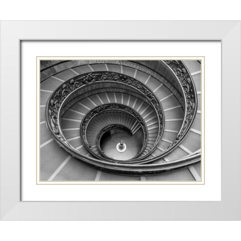 Spiral staircase at the Vatican museum, Rome, Italy White Modern Wood Framed Art Print with Double Matting by Frank, Assaf