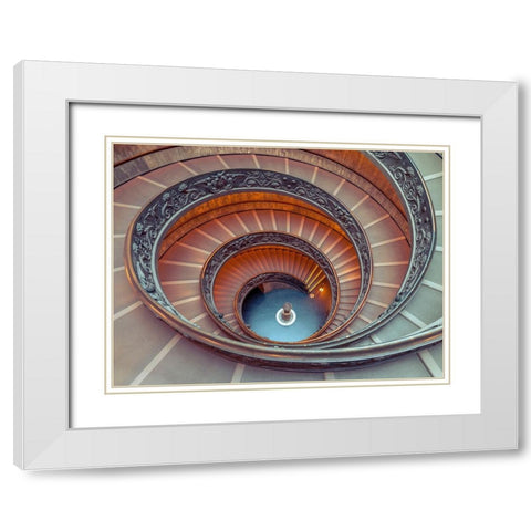 Spiral staircase at the Vatican museum, Rome, Italy White Modern Wood Framed Art Print with Double Matting by Frank, Assaf