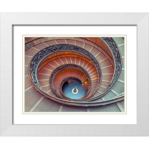 Spiral staircase at the Vatican museum, Rome, Italy White Modern Wood Framed Art Print with Double Matting by Frank, Assaf