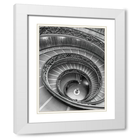 Spiral staircase at the Vatican museum-Rome-Italy White Modern Wood Framed Art Print with Double Matting by Frank, Assaf