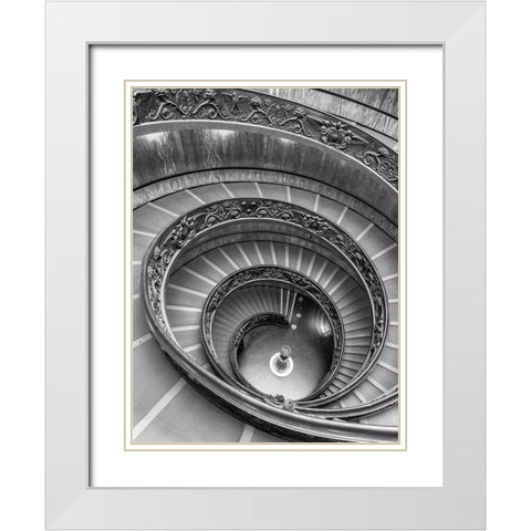 Spiral staircase at the Vatican museum-Rome-Italy White Modern Wood Framed Art Print with Double Matting by Frank, Assaf