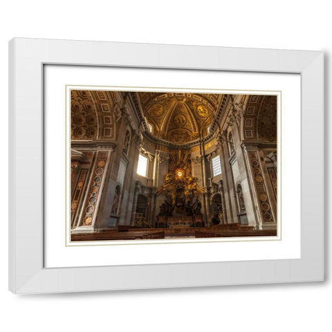 Inside of St. Peters Basilica, Rome, Italy White Modern Wood Framed Art Print with Double Matting by Frank, Assaf