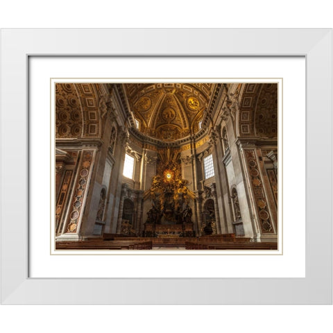 Inside of St. Peters Basilica, Rome, Italy White Modern Wood Framed Art Print with Double Matting by Frank, Assaf