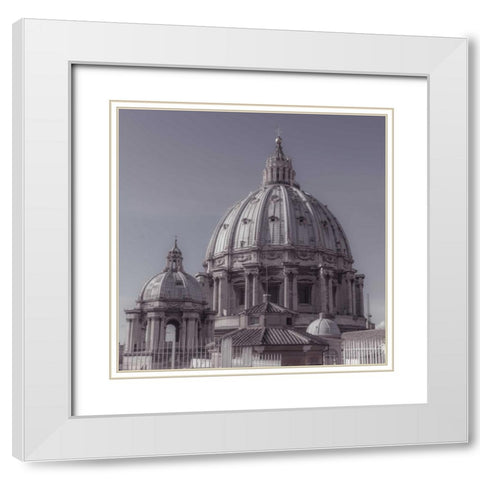 St. Peters Basilica dome, Rome, Italy White Modern Wood Framed Art Print with Double Matting by Frank, Assaf