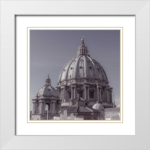 St. Peters Basilica dome, Rome, Italy White Modern Wood Framed Art Print with Double Matting by Frank, Assaf