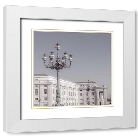 Lamppost in St. Peters Basilica square, Vatican, Rome White Modern Wood Framed Art Print with Double Matting by Frank, Assaf
