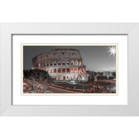 Famous Colosseum in Rome, Italy White Modern Wood Framed Art Print with Double Matting by Frank, Assaf