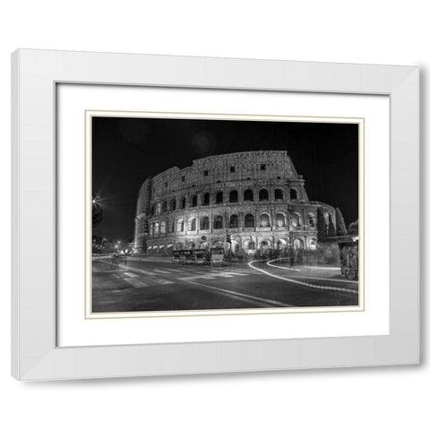 Famous Colosseum in Rome, Italy White Modern Wood Framed Art Print with Double Matting by Frank, Assaf