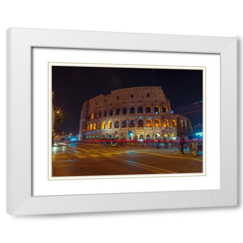 Famous Colosseum in Rome, Italy White Modern Wood Framed Art Print with Double Matting by Frank, Assaf