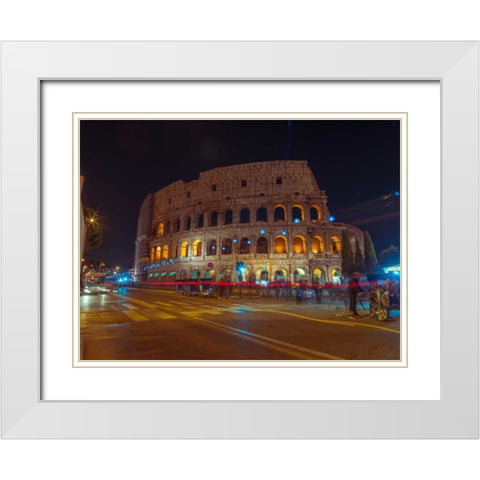 Famous Colosseum in Rome, Italy White Modern Wood Framed Art Print with Double Matting by Frank, Assaf