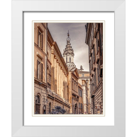 Old town in Rome-Italy White Modern Wood Framed Art Print with Double Matting by Frank, Assaf