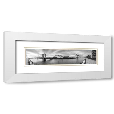 View along the river Clyde, Glasgow, FTBR-1814 White Modern Wood Framed Art Print with Double Matting by Frank, Assaf