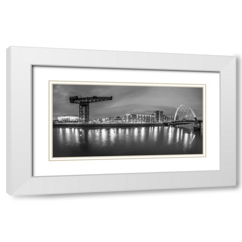 View along the river Clyde at night, Glasgow White Modern Wood Framed Art Print with Double Matting by Frank, Assaf