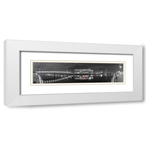 View along the river Clyde at night, Glasgow White Modern Wood Framed Art Print with Double Matting by Frank, Assaf
