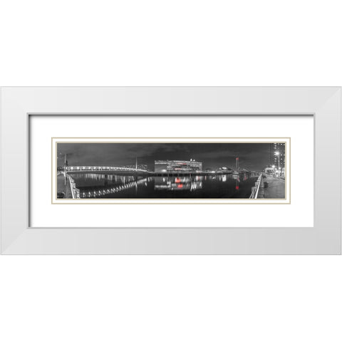View along the river Clyde at night, Glasgow White Modern Wood Framed Art Print with Double Matting by Frank, Assaf