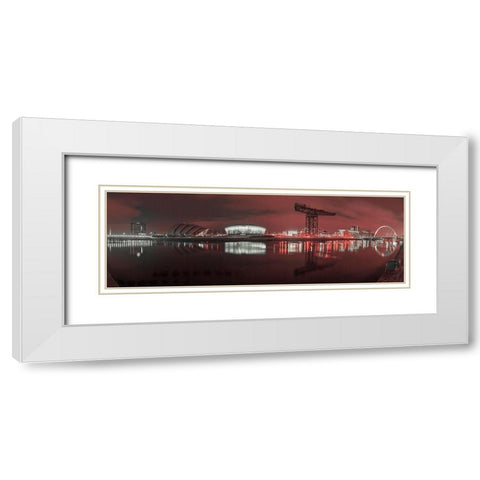 View along the river Clyde at night-Glasgow White Modern Wood Framed Art Print with Double Matting by Frank, Assaf