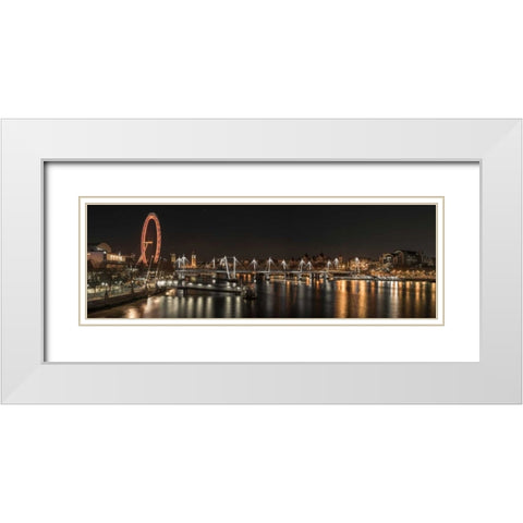London cityscape over river Thames White Modern Wood Framed Art Print with Double Matting by Frank, Assaf