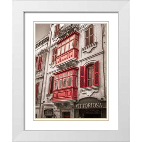 Traditional maltese house in Birgu, Malta White Modern Wood Framed Art Print with Double Matting by Frank, Assaf