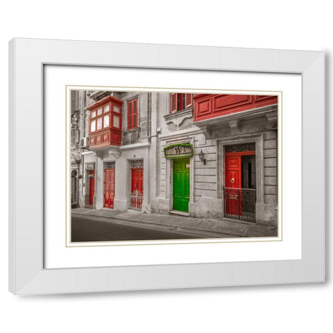 Traditional maltese house in Birgu, Malta White Modern Wood Framed Art Print with Double Matting by Frank, Assaf