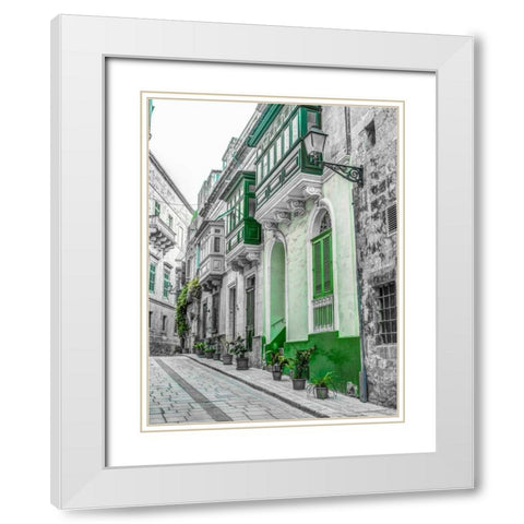 Traditional maltese houses in Birgu, Malta White Modern Wood Framed Art Print with Double Matting by Frank, Assaf
