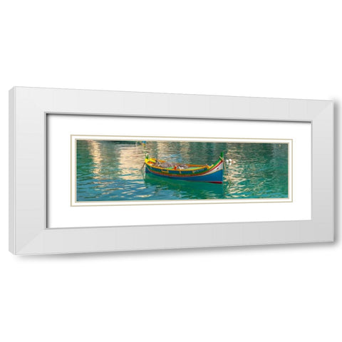 Colorful Maltese boats in St Julians bay, Malta White Modern Wood Framed Art Print with Double Matting by Frank, Assaf