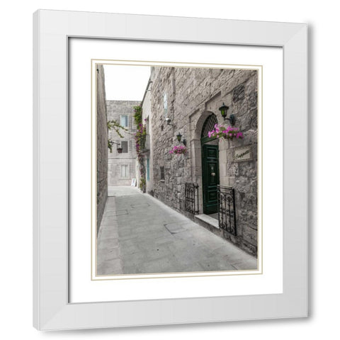 Traditional houses on narrow lanes of Mdina, Malta White Modern Wood Framed Art Print with Double Matting by Frank, Assaf