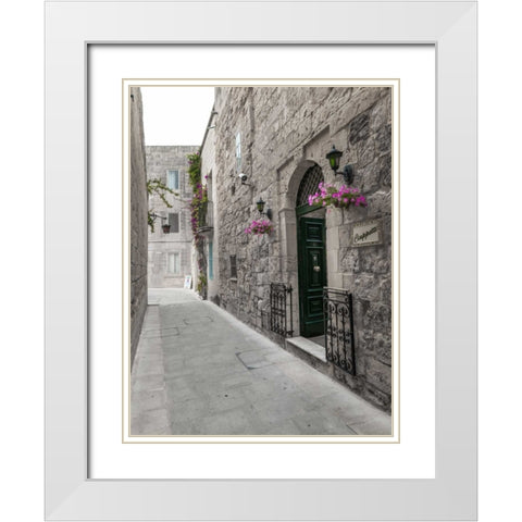 Traditional houses on narrow lanes of Mdina, Malta White Modern Wood Framed Art Print with Double Matting by Frank, Assaf