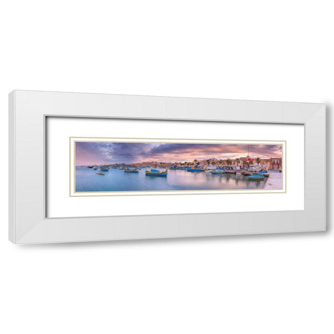 Marsaxlokk harbour, Malta White Modern Wood Framed Art Print with Double Matting by Frank, Assaf