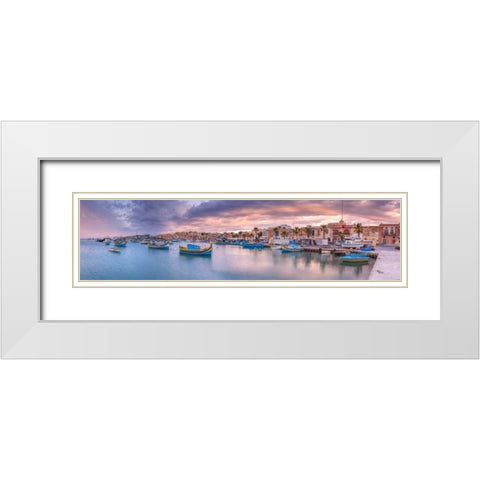 Marsaxlokk harbour, Malta White Modern Wood Framed Art Print with Double Matting by Frank, Assaf
