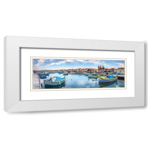 Marsaxlokk harbour, Malta White Modern Wood Framed Art Print with Double Matting by Frank, Assaf