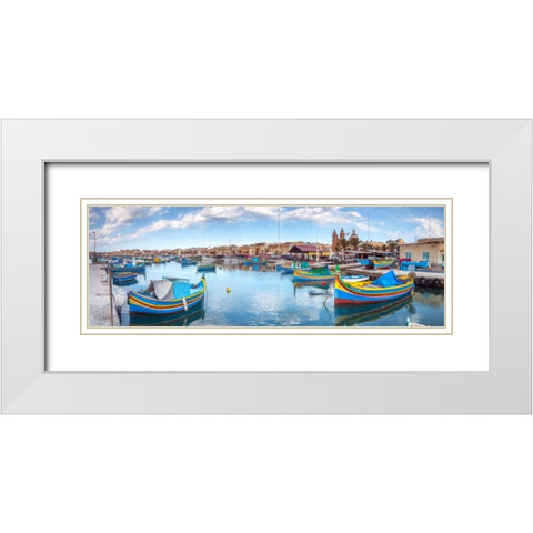 Marsaxlokk harbour, Malta White Modern Wood Framed Art Print with Double Matting by Frank, Assaf