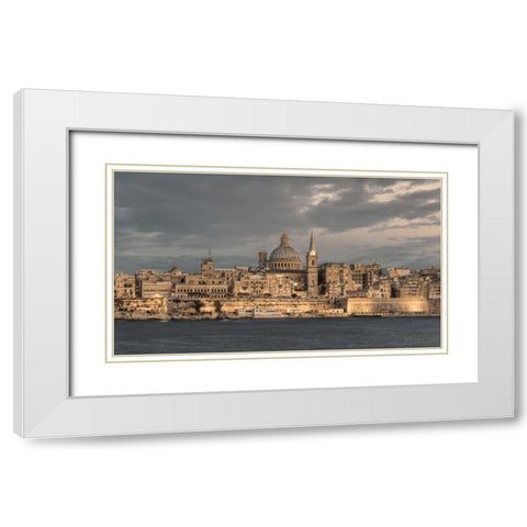 St Pauls Cathedral and Carmelite church at Valetta, Malta White Modern Wood Framed Art Print with Double Matting by Frank, Assaf