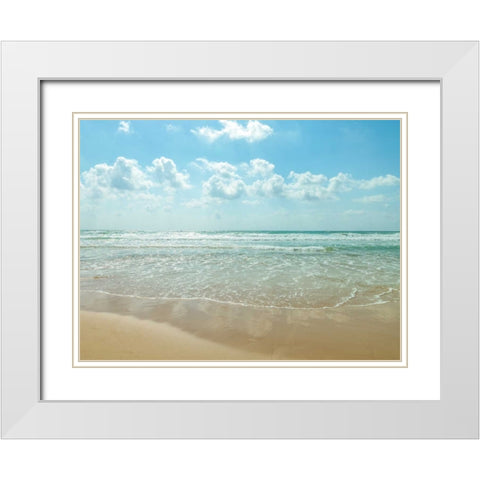 Beautiful beach with cloudscape White Modern Wood Framed Art Print with Double Matting by Frank, Assaf