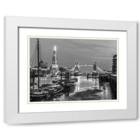 Tower bridge over river Thames in London, UK White Modern Wood Framed Art Print with Double Matting by Frank, Assaf