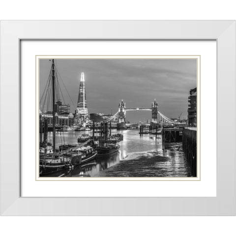 Tower bridge over river Thames in London, UK White Modern Wood Framed Art Print with Double Matting by Frank, Assaf