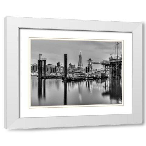 Tower bridge over river Thames in London, UK White Modern Wood Framed Art Print with Double Matting by Frank, Assaf